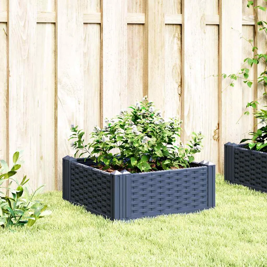 Jardinière avec piquets bleu gris 42,5x42,5x28,5 cm PP - 3