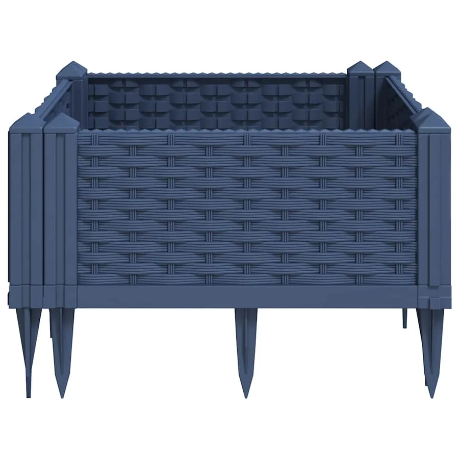Jardinière avec piquets bleu gris 42,5x42,5x28,5 cm PP - 5