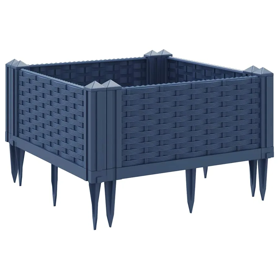Jardinière avec piquets bleu gris 42,5x42,5x28,5 cm PP - 6