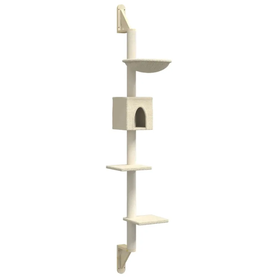 Arbre à chat mural avec griffoir crème 187 cm - 2