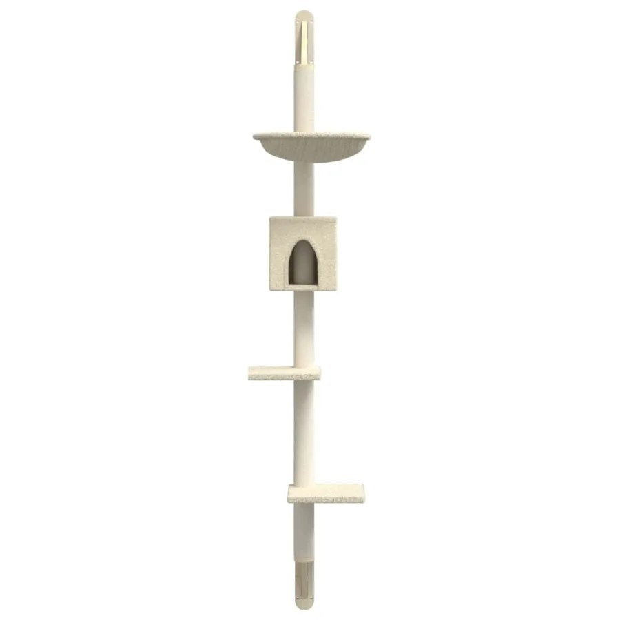 Arbre à chat mural avec griffoir crème 187 cm - 4