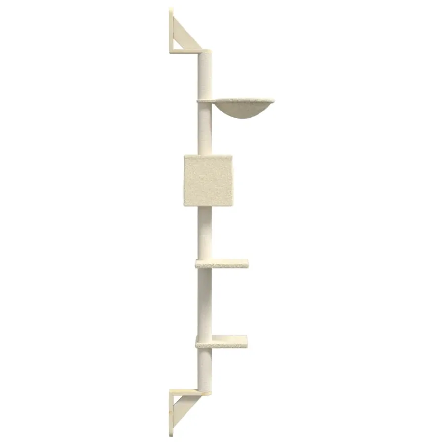 Arbre à chat mural avec griffoir crème 187 cm - 5