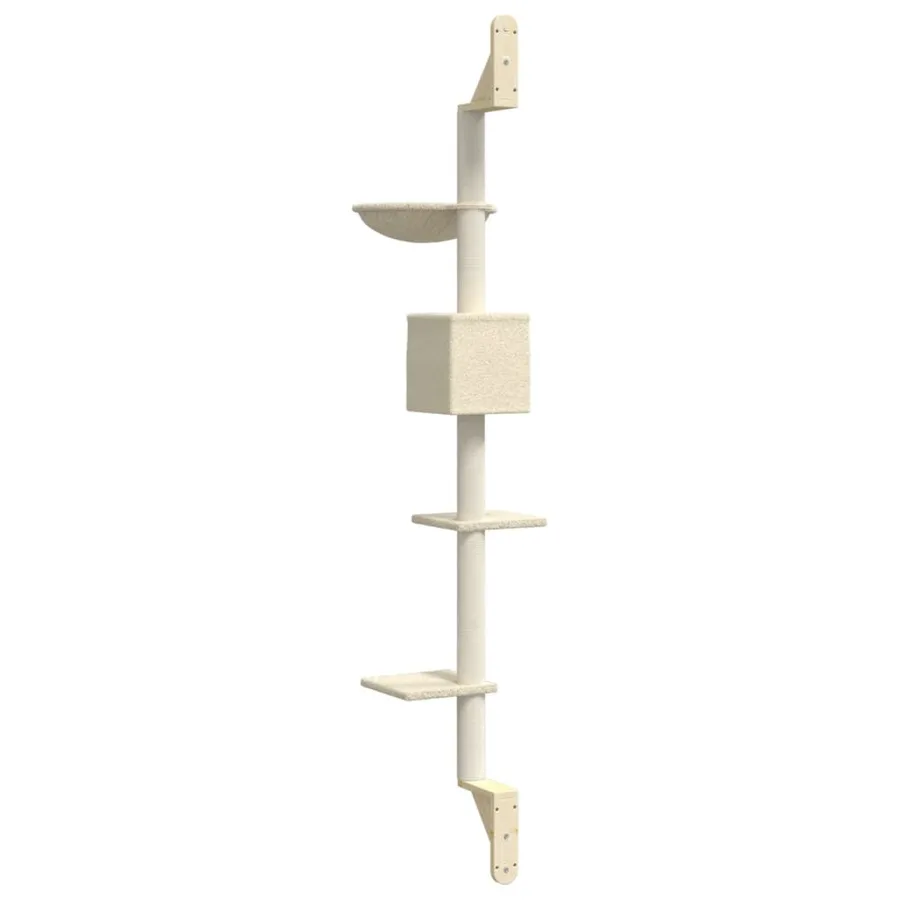 Arbre à chat mural avec griffoir crème 187 cm - 6
