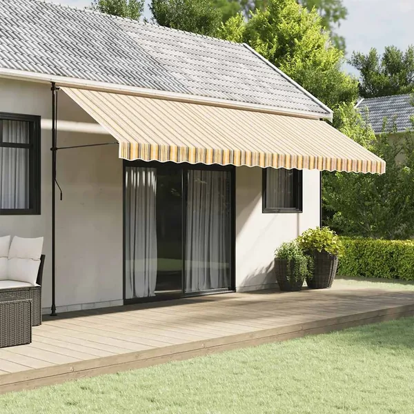 Tissu de remplacement pour auvent orange et noir 5x3,5 m polyester