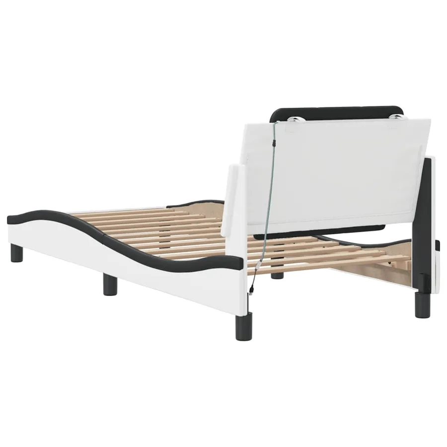 Cadre de lit avec LED sans matelas Zadar blanc et noir 100x200 cm - 10