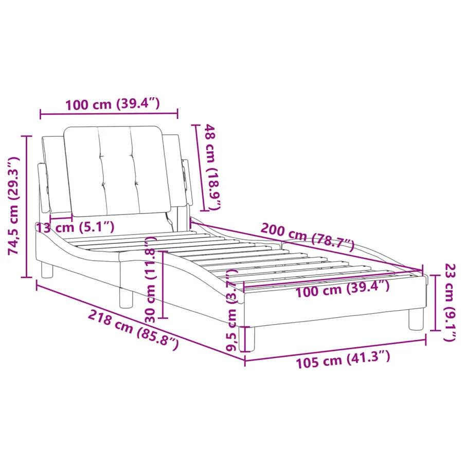 Cadre de lit avec LED sans matelas Zadar blanc et noir 100x200 cm - 17