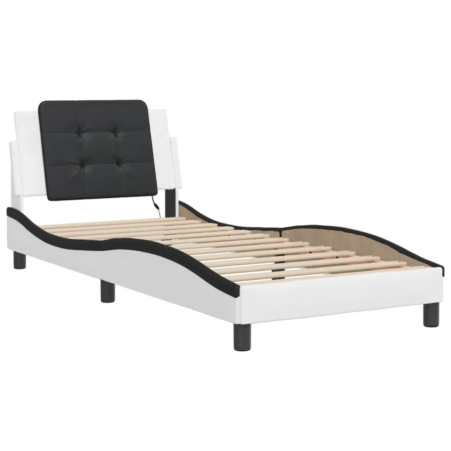 Cadre de lit avec LED sans matelas Zadar blanc et noir 100x200 cm - 3