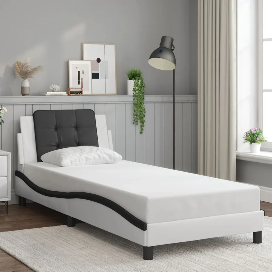 Cadre de lit avec LED sans matelas Zadar blanc et noir 100x200 cm - 4