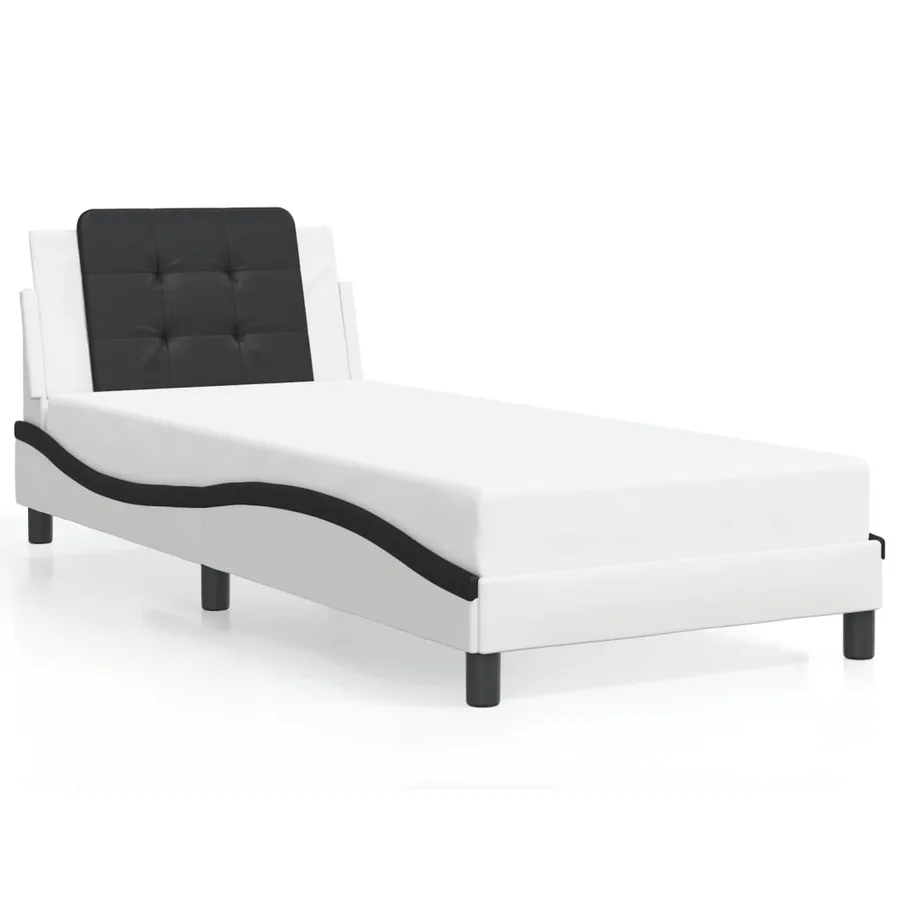 Cadre de lit avec LED sans matelas Zadar blanc et noir 100x200 cm - 5