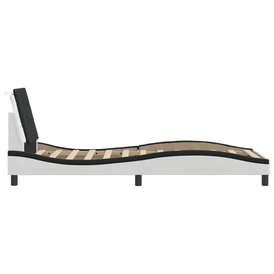 Cadre de lit avec LED sans matelas Zadar blanc et noir 100x200 cm - 9