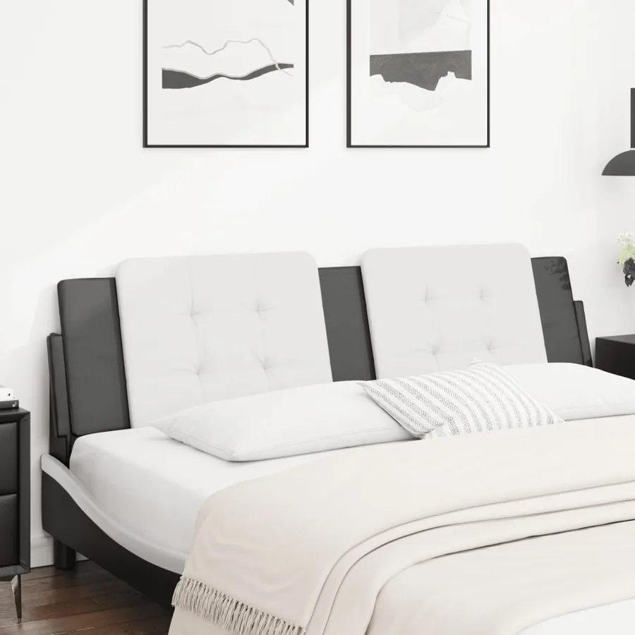 Coussin de tête de lit Zadar blanc et noir 180 cm similicuir