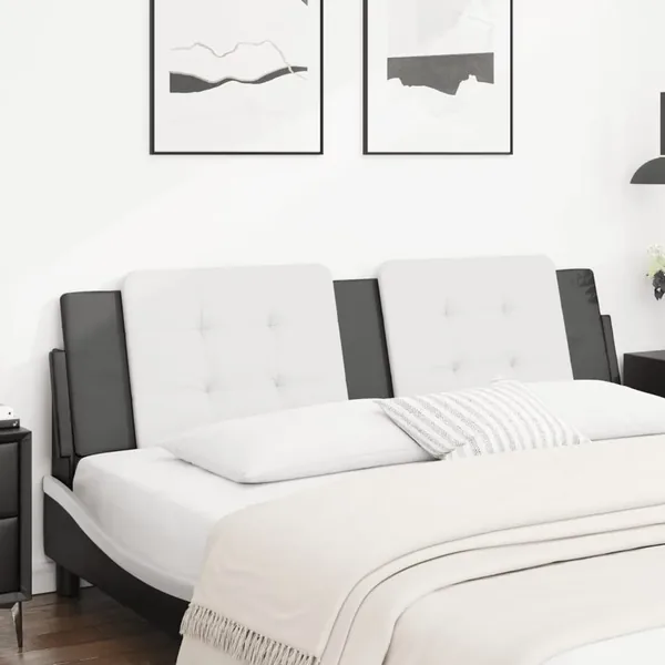 Coussin de tête de lit Zadar blanc et noir 180 cm similicuir