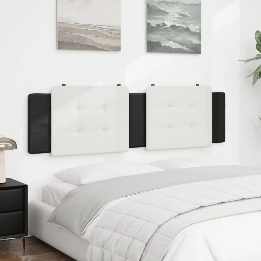 Coussin de tête de lit Zadar blanc et noir 180 cm similicuir - 3