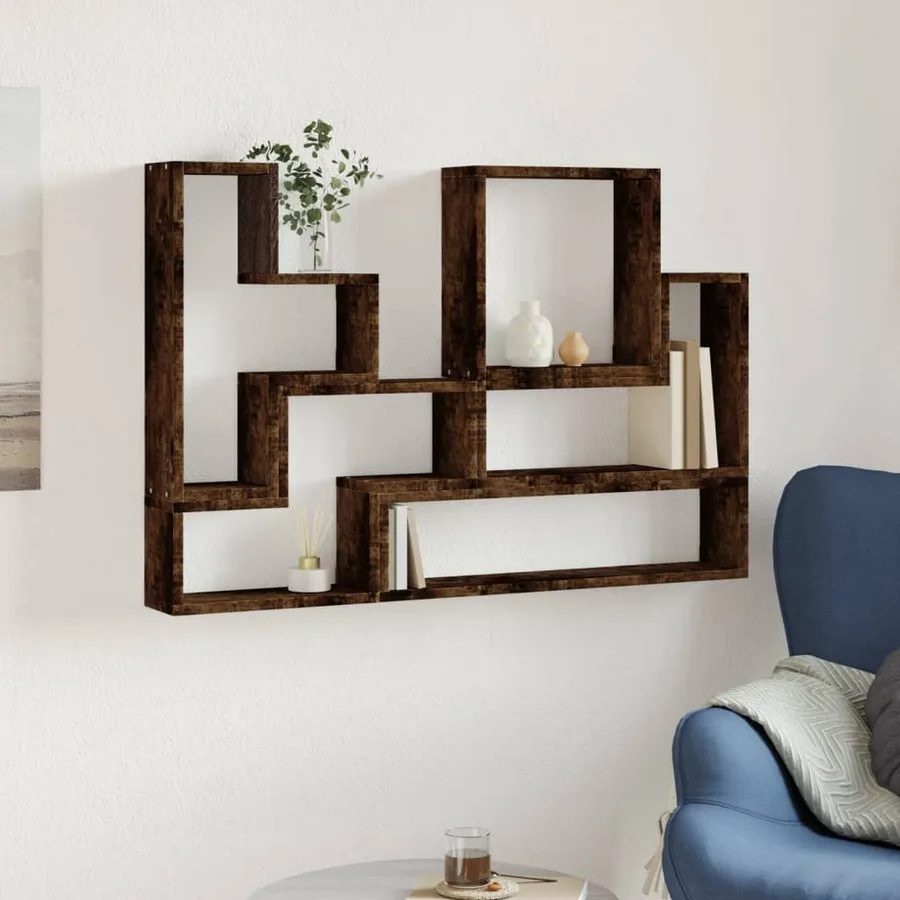 Étagère murale chêne fumé 96x12x64 cm bois d'ingénierie - 3