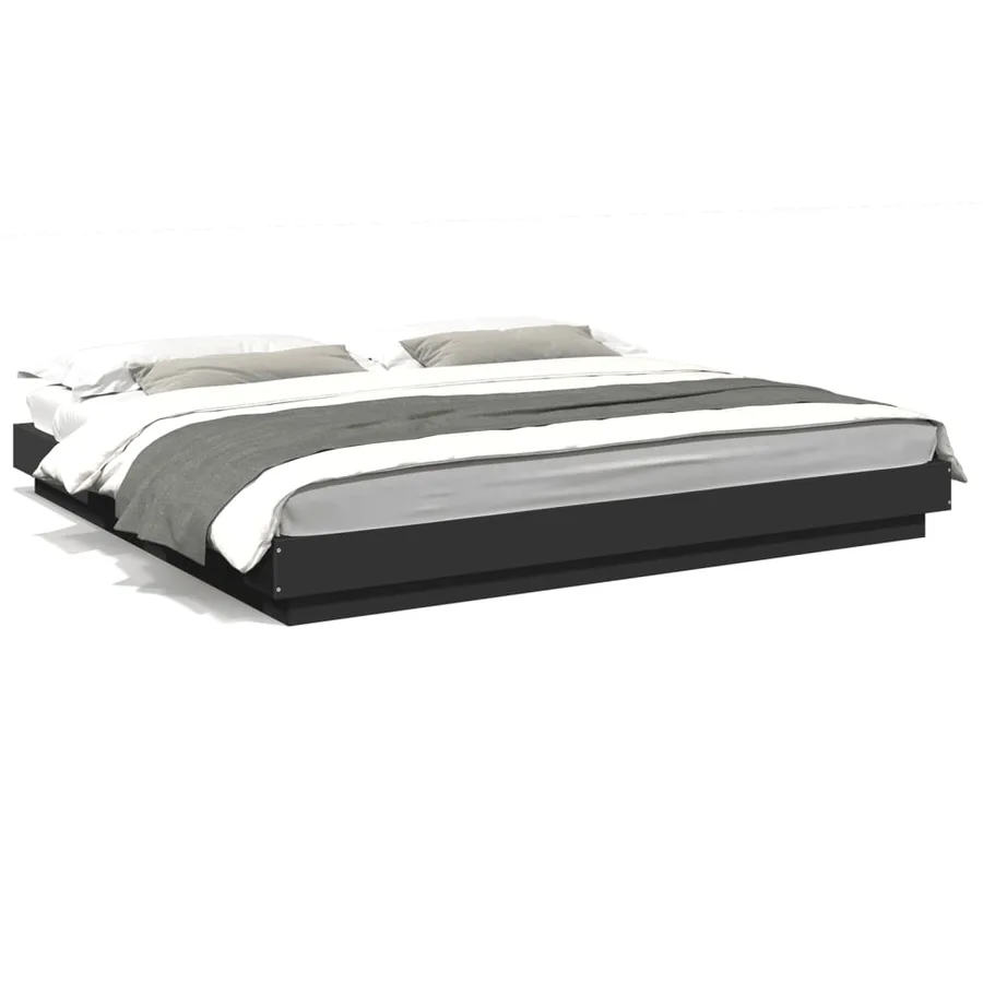 Cadre de lit avec lumières LED sans matelas noir 180x200 cm - 2