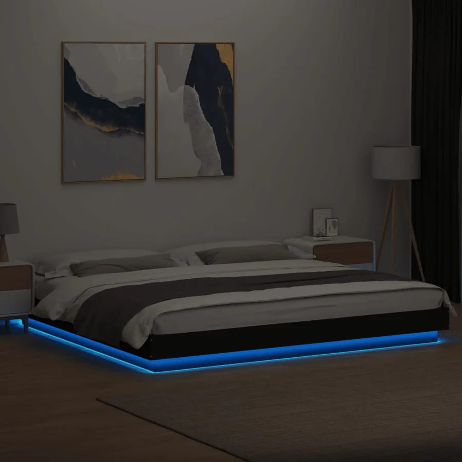 Cadre de lit avec lumières LED sans matelas noir 180x200 cm - 4