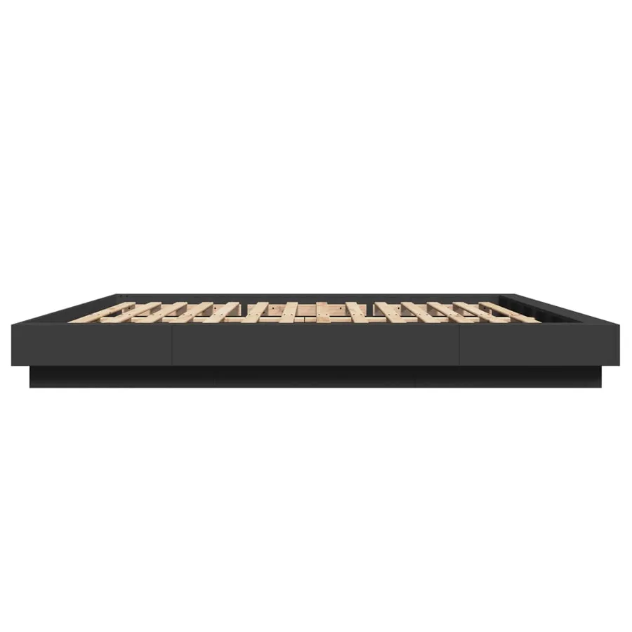 Cadre de lit avec lumières LED sans matelas noir 180x200 cm - 6