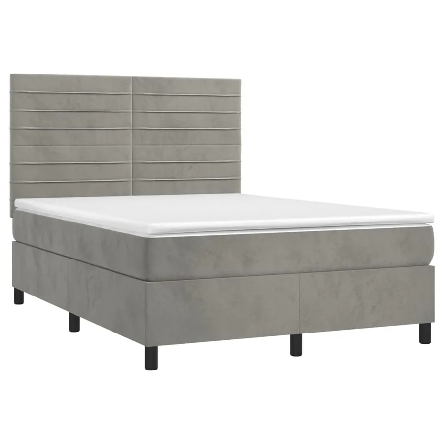 Sommier à lattes de lit avec matelas LED Gris clair 140x200 cm - 3