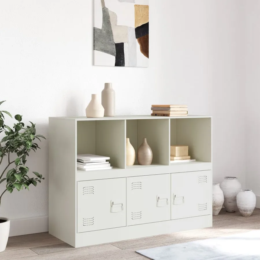 Buffet blanc 99x39x73 cm acier - 3