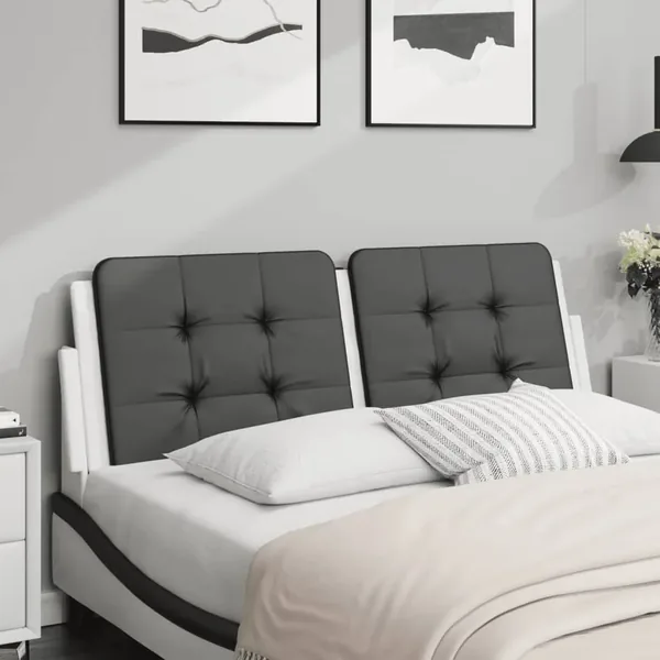 Coussin de tête de lit Zadar noir et blanc 140 cm similicuir