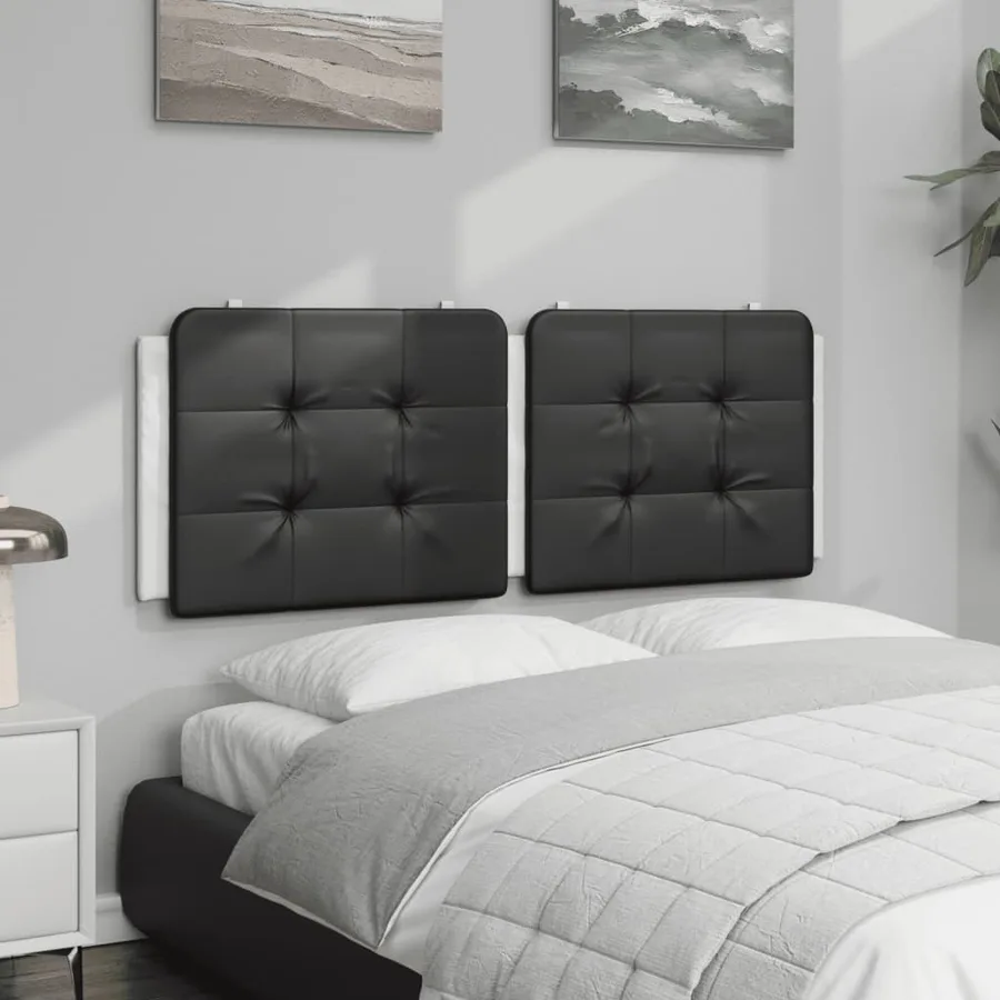 Coussin de tête de lit Zadar noir et blanc 140 cm similicuir - 3