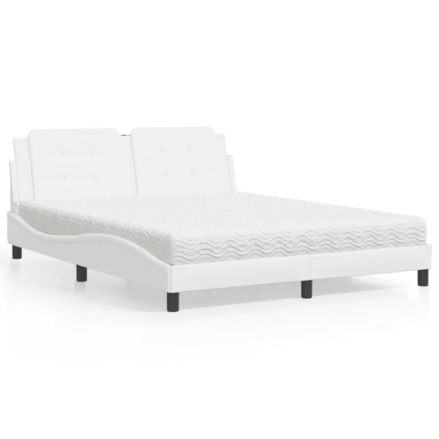 Lit avec matelas Zadar blanc 160x200 cm similicuir