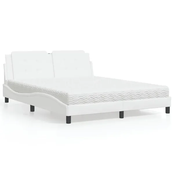 Lit avec matelas Zadar blanc 160x200 cm similicuir