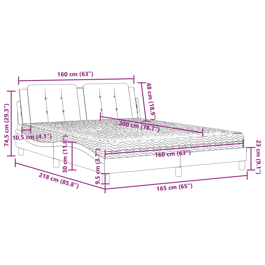 Lit avec matelas Zadar blanc 160x200 cm similicuir - 11
