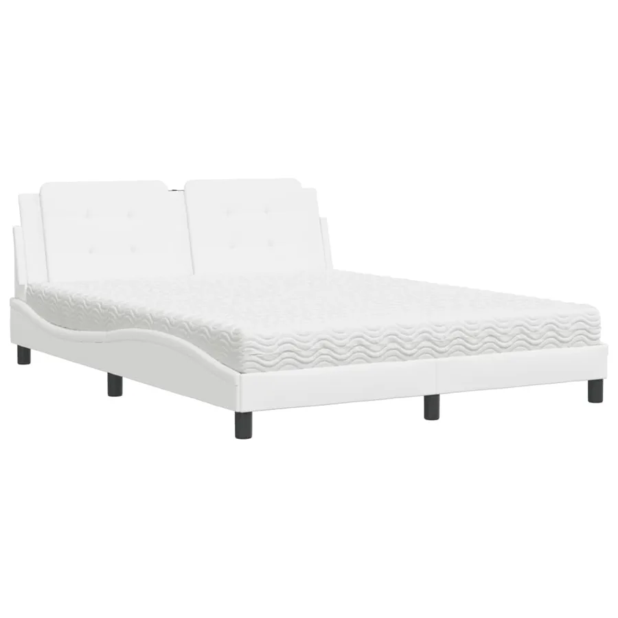 Lit avec matelas Zadar blanc 160x200 cm similicuir - 2