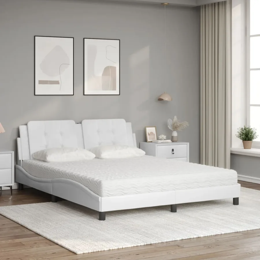Lit avec matelas Zadar blanc 160x200 cm similicuir - 3