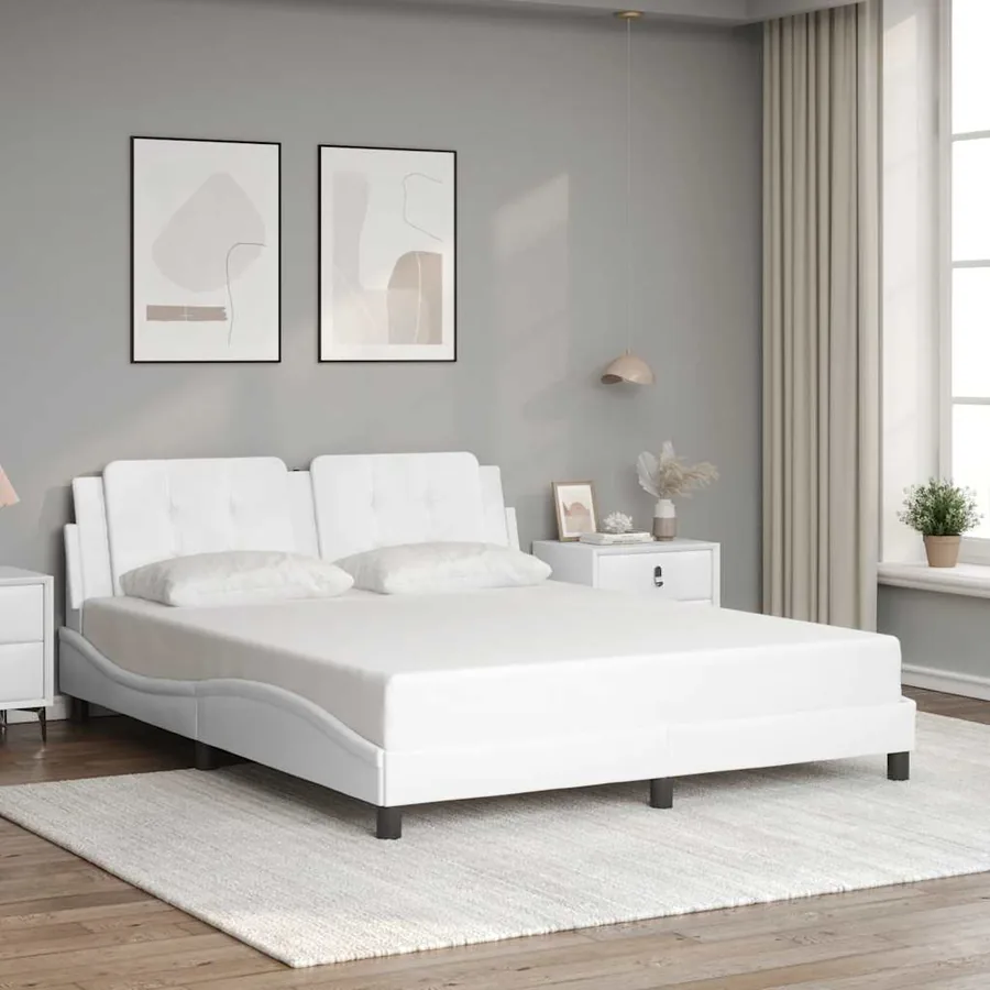 Cadre de lit sans matelas Zadar blanc 160x200 cm similicuir