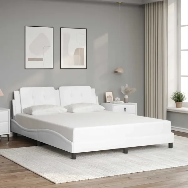 Cadre de lit sans matelas Zadar blanc 160x200 cm similicuir