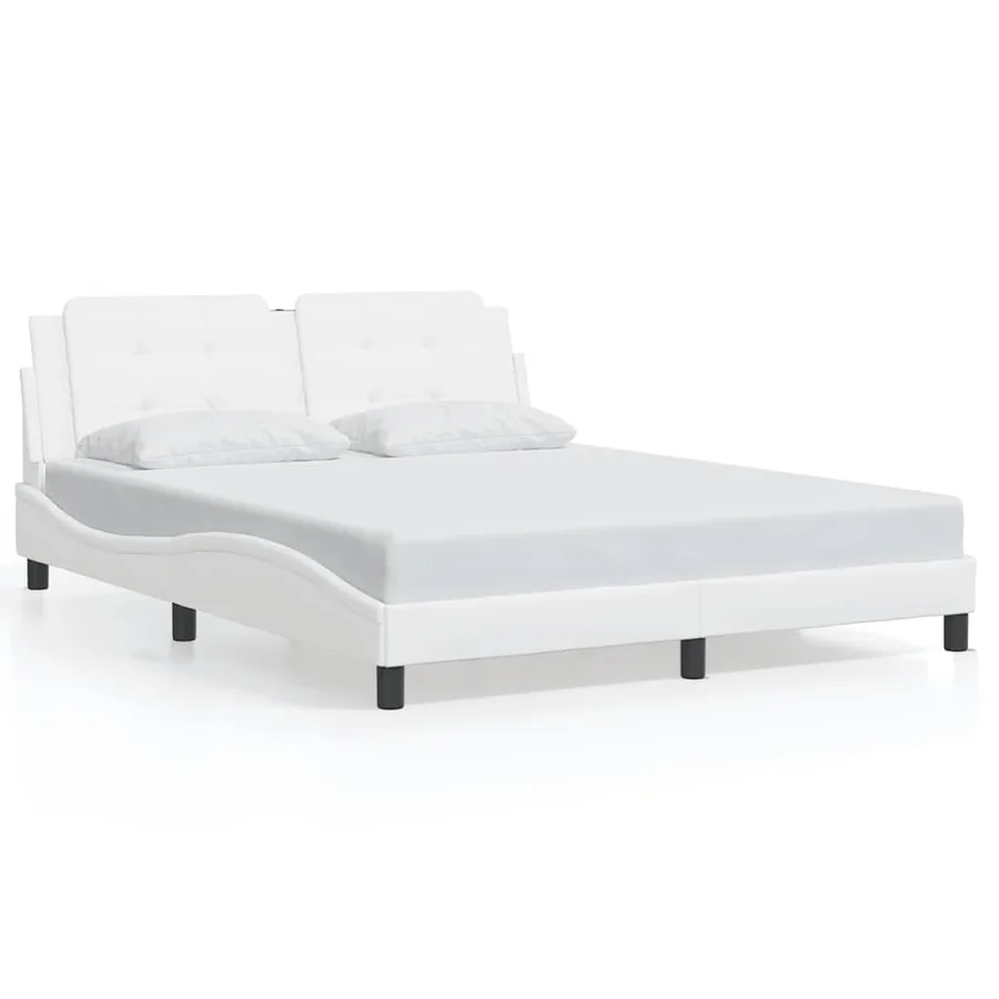 Cadre de lit sans matelas Zadar blanc 160x200 cm similicuir - 2