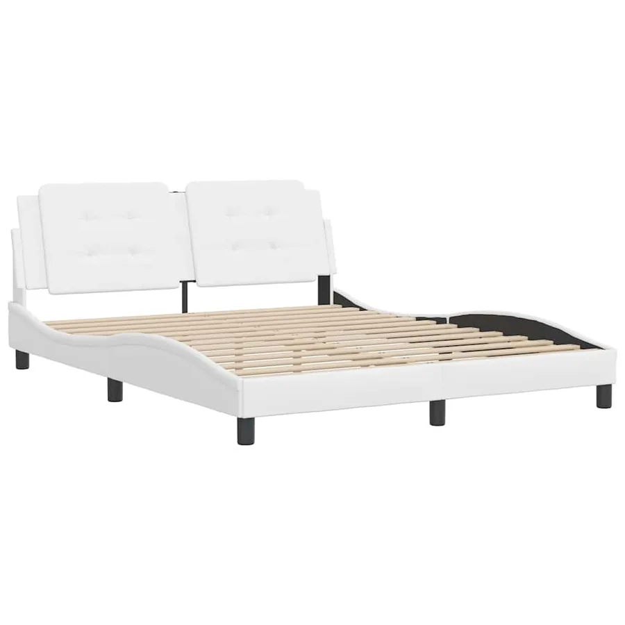 Cadre de lit sans matelas Zadar blanc 160x200 cm similicuir - 3