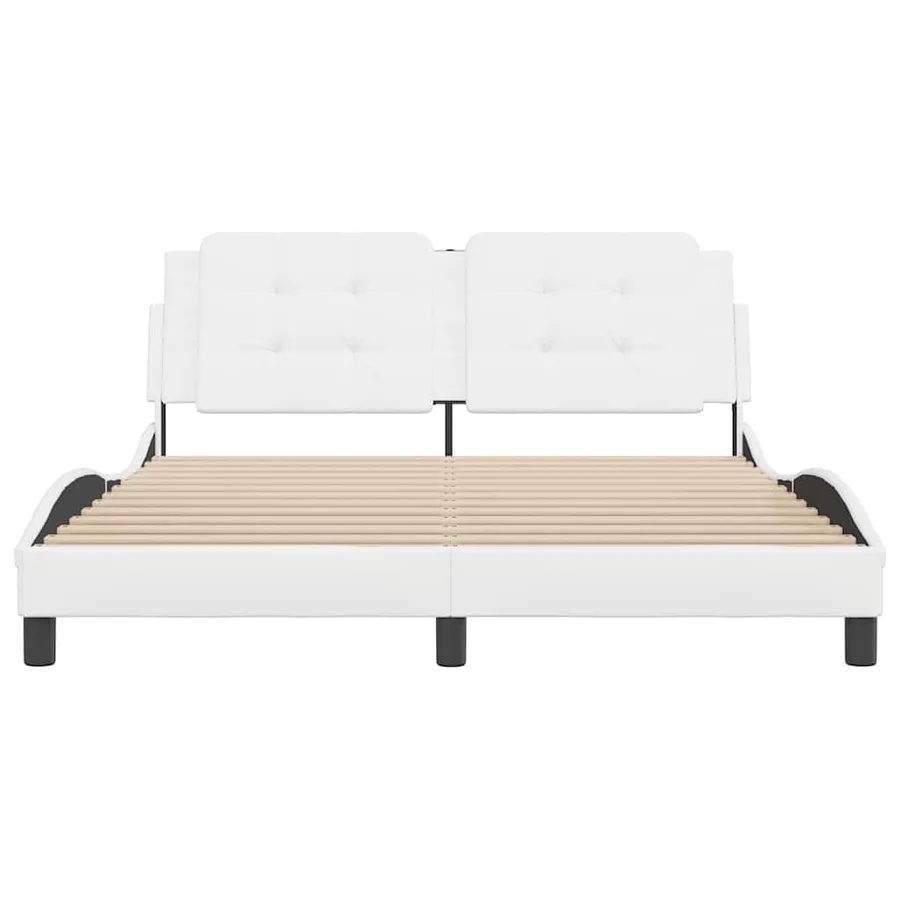Cadre de lit sans matelas Zadar blanc 160x200 cm similicuir - 4