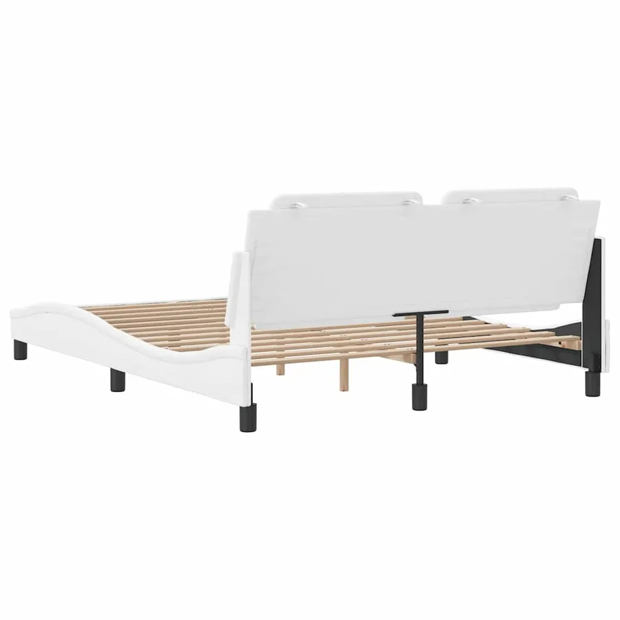Cadre de lit sans matelas Zadar blanc 160x200 cm similicuir - 6
