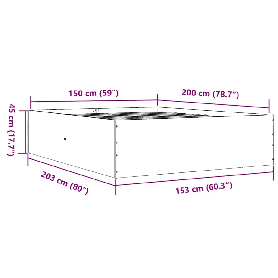 Cadre de lit sans matelas chêne sonoma 150x200 cm - 10