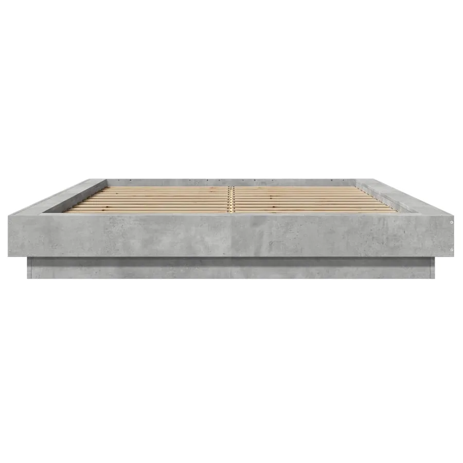 Cadre de lit et lumières LED sans matelas gris béton 135x190 cm - 5