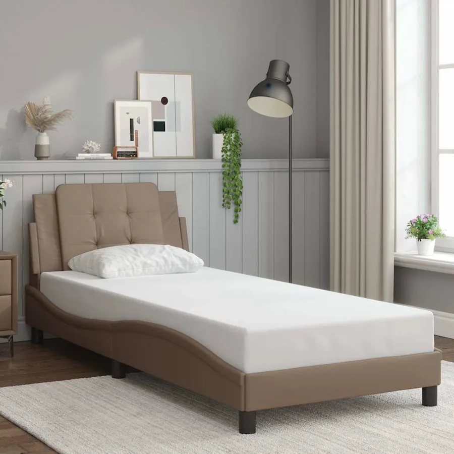 Cadre de lit sans matelas Zadar cappuccino 100x200 cm similicuir