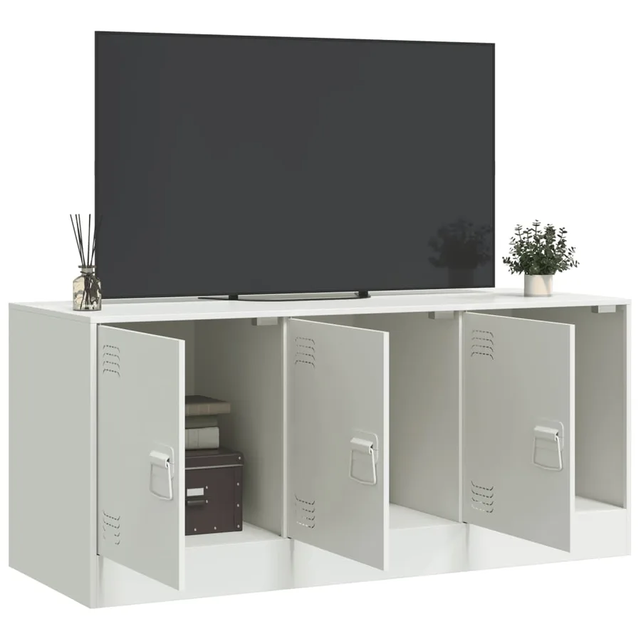 Meuble TV blanc 99x39x44 cm acier - 4
