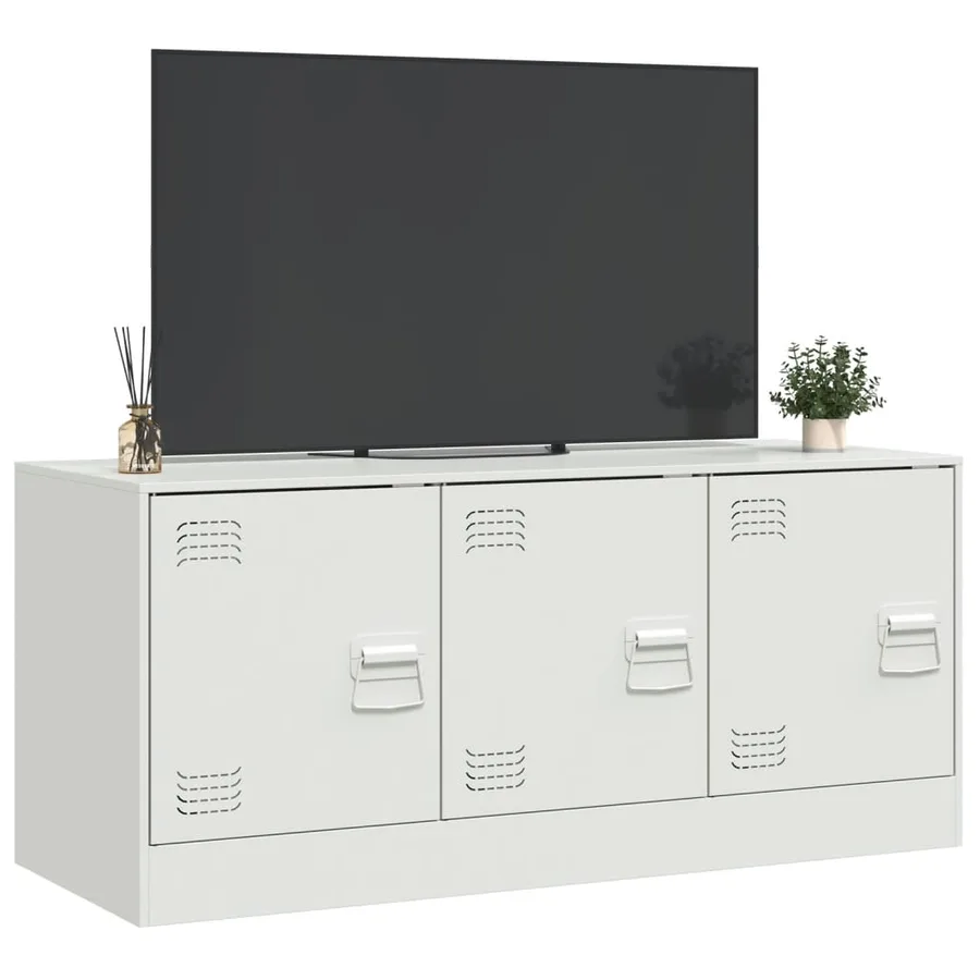 Meuble TV blanc 99x39x44 cm acier - 5
