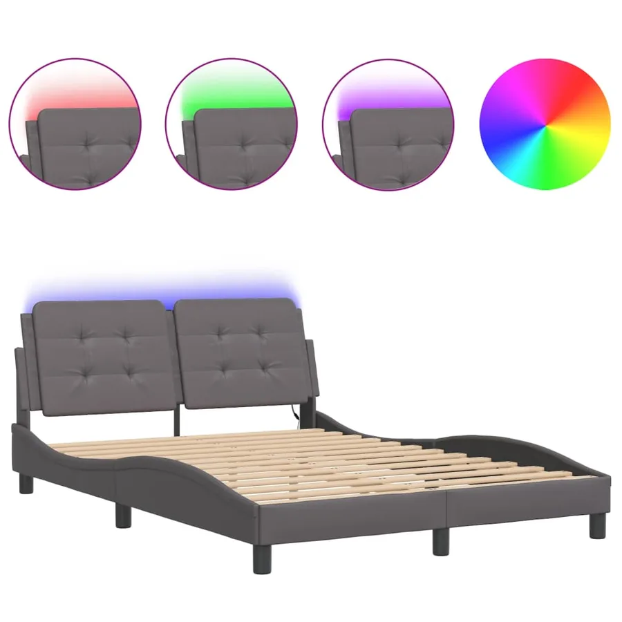 Cadre de lit avec LED sans matelas Zadar gris 140x190 cm - 2