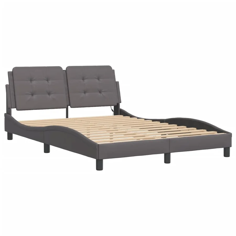 Cadre de lit avec LED sans matelas Zadar gris 140x190 cm - 3