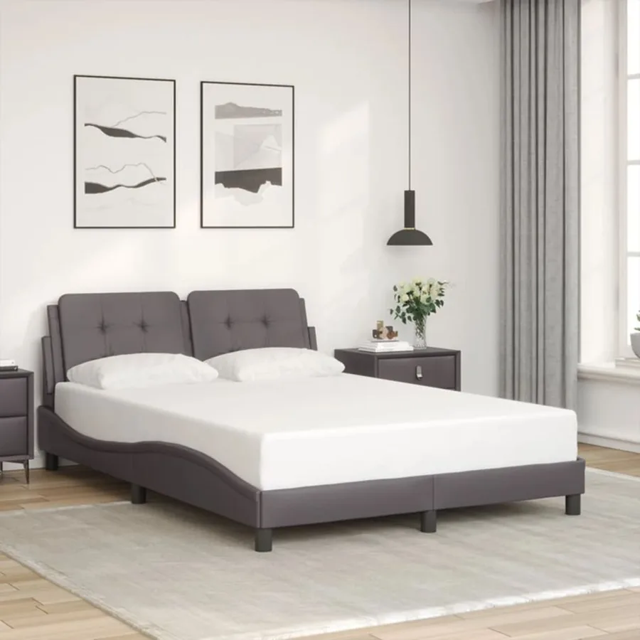 Cadre de lit avec LED sans matelas Zadar gris 140x190 cm - 4