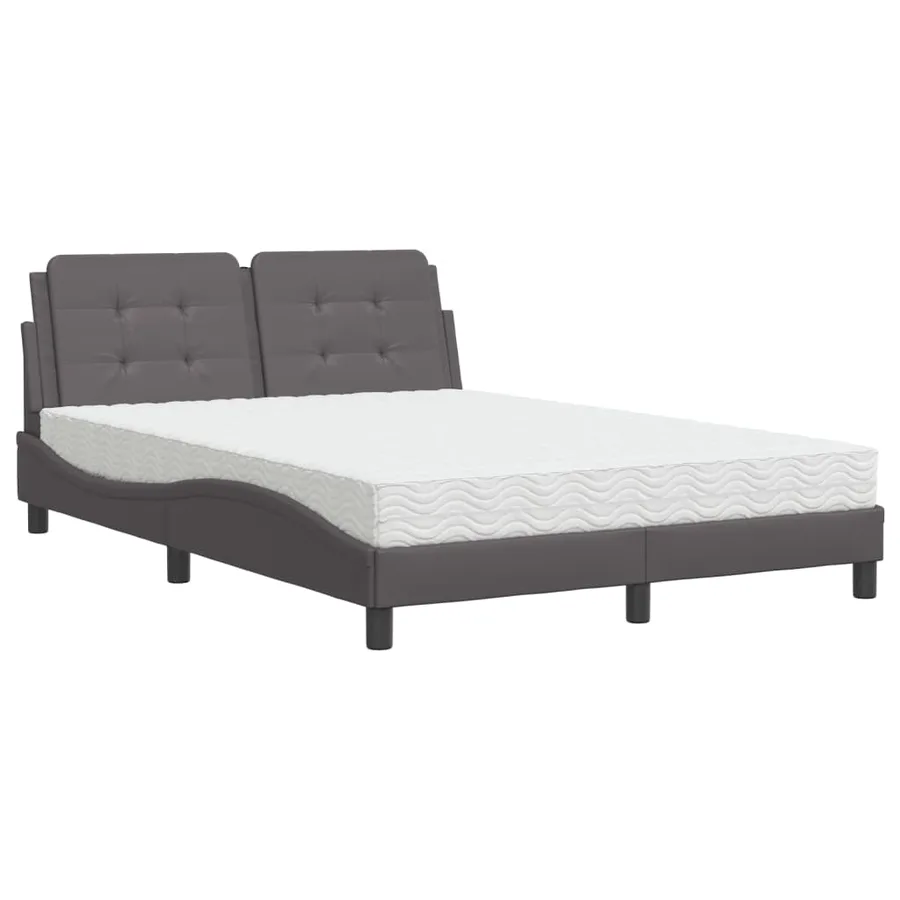 Lit avec matelas Zadar gris 140x200 cm similicuir - 2