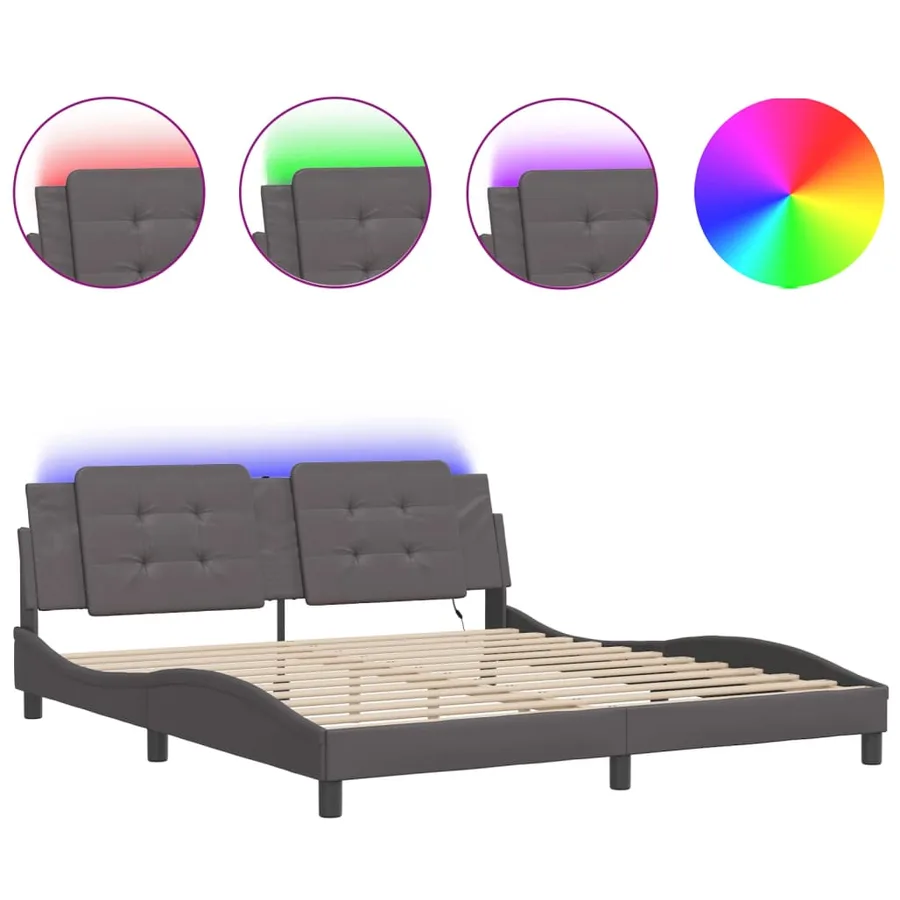 Cadre de lit avec LED sans matelas Zadar gris 180x200 cm - 2