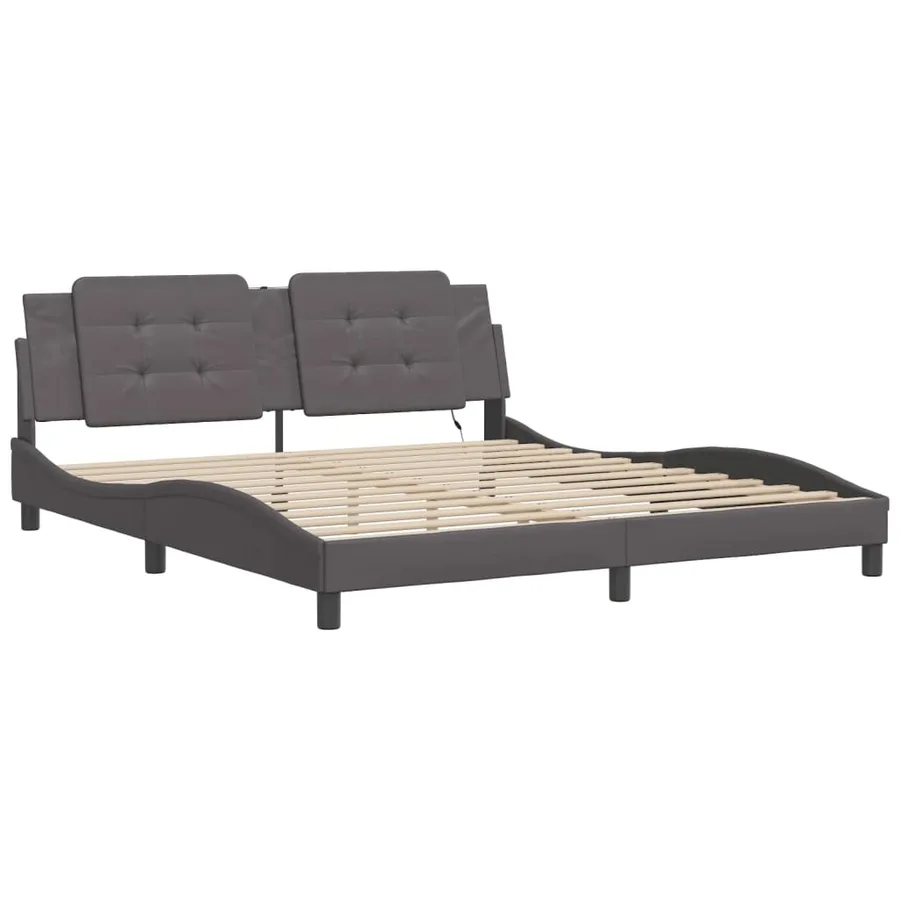 Cadre de lit avec LED sans matelas Zadar gris 180x200 cm - 3