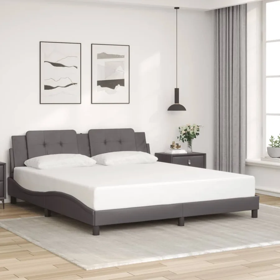 Cadre de lit avec LED sans matelas Zadar gris 180x200 cm - 4