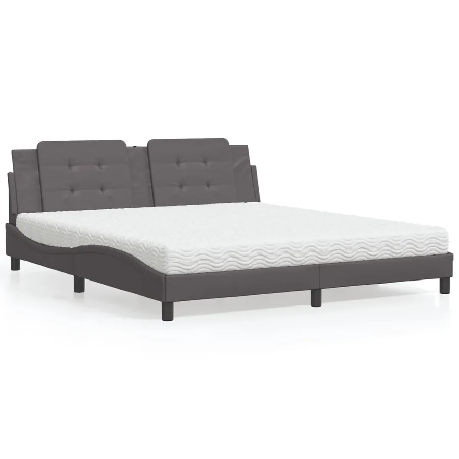 Lit avec matelas Zadar gris 180x200 cm similicuir