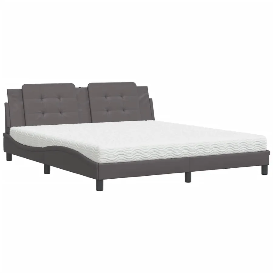 Lit avec matelas Zadar gris 180x200 cm similicuir - 2